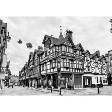 Lais Puzzle - Traditionelle englische Häuser im Tudorstil in Chester, England in schwarz weiß - 1.000 Teile