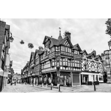 Lais Puzzle - Traditionelle englische Häuser im Tudorstil in Chester, England in schwarz weiß - 2.000 Teile
