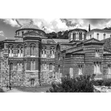Lais Puzzle - Hosios Loukas, ein mittelbyzantinisches griechisch-orthodoxes Kloster, das zum UNESCO-Weltkulturerbe gehört, in der Region Böotien, Mittelgriechenland in schwarz weiß - 2.000 Teile