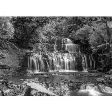 Lais Puzzle - Purakaunui Falls in der Catlins-Region in Neuseeland in schwarz weiß - 500, 1.000 & 2.000 Teile