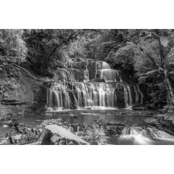 Lais Puzzle - Purakaunui Falls in der Catlins-Region in Neuseeland in schwarz weiß - 2.000 Teile