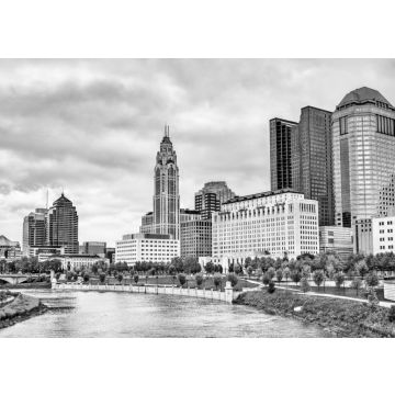 Lais Puzzle - Stadtbild von Columbus über dem Scioto River - Ohio, Vereinigte Staaten in schwarz weiß - 500, 1.000 & 2.000 Teile