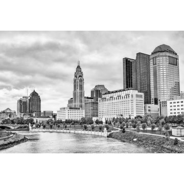 Lais Puzzle - Stadtbild von Columbus über dem Scioto River - Ohio, Vereinigte Staaten in schwarz weiß - 2.000 Teile