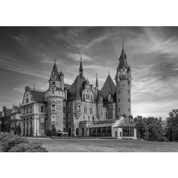 Lais Puzzle - Palast in Moszna - eine historische Residenz im Dorf Moszna, in der Woiwodschaft Oppeln, Polen in schwarz weiß - 500, 1.000 & 2.000 Teile