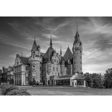 Lais Puzzle - Palast in Moszna - eine historische Residenz im Dorf Moszna, in der Woiwodschaft Oppeln, Polen in schwarz weiß - 1.000 Teile