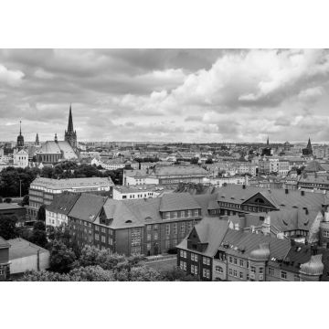 Lais Puzzle - Luftaufnahme der Skyline von Stettin mit der Kathedrale St. Jakobus der Apostel und den alten orangefarbenen Backsteingebäuden der Altstadt, Polen in schwarz weiß - 500, 1.000 & 2.000 Teile