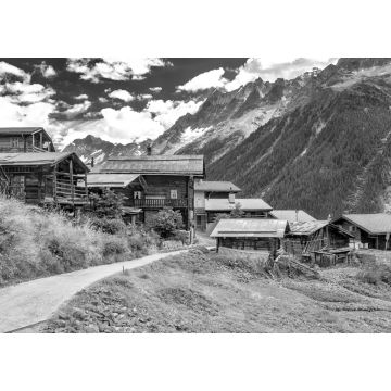 Lais Puzzle - Bergalp Weissenried im Lötschental, Wallis, Schweiz in schwarz weiß - 1.000 Teile