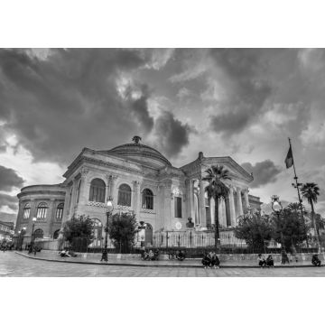 Lais Puzzle - Das Teatro Massimo Vittorio Emanuele, das größte Opernhaus in Italien. Palermo, Sizilien in schwarz weiß - 1.000 Teile