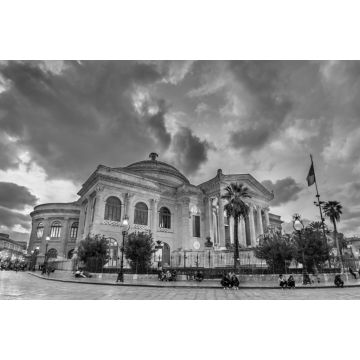 Lais Puzzle - Das Teatro Massimo Vittorio Emanuele, das größte Opernhaus in Italien. Palermo, Sizilien in schwarz weiß - 2.000 Teile