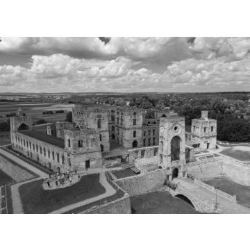 Lais Puzzle - Schloss Krzyztopor, Polen. Luftaufnahme der alten, verfallenen Burg in Ujazd, Świetokrzyskie Voivodeship, Polen in schwarz weiß - 500, 1.000 & 2.000 Teile