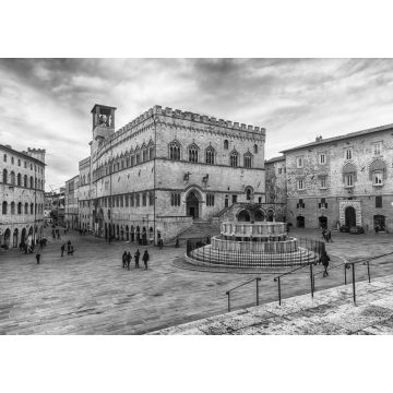 Lais Puzzle - Blick auf die malerische Piazza IV Novembre, Perugia in schwarz weiß - 1.000 Teile