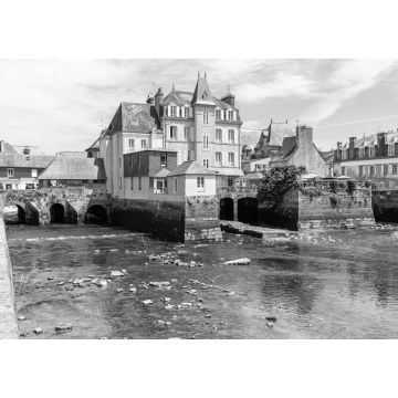 Lais Puzzle - der Pont Rohan in Landerneau, Bretagne in schwarz weiß - 1.000 Teile