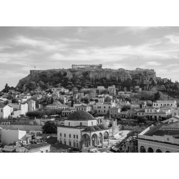 Lais Puzzle - Athen, Griechenland. Akropolis-Felsen und Monastiraki-Platz in schwarz weiß - 1.000 Teile