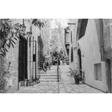 Lais Puzzle - Straßenarchitektur im alten Jaffa in Israel in schwarz weiß - 2.000 Teile