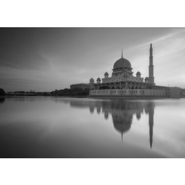 Lais Puzzle - Blick auf die Putra-Moschee bei Sonnenaufgang, Putrajaya, Malaysia in schwarz weiß - 500, 1.000 & 2.000 Teile