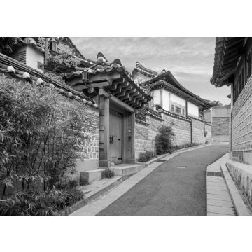 Lais Puzzle - Traditionelle koreanische Architektur im Bukchon Hanok Dorf in Seoul, Südkorea in schwarz weiß - 500, 1.000 & 2.000 Teile