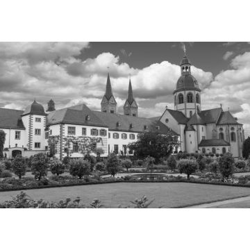 Lais Puzzle - Kloster Seligenstadt : Benediktinerabtei und Garten. in schwarz weiß - 2.000 Teile