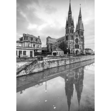 Lais Puzzle - Hauptplatz von Chalons en Champagne, Frankreich in schwarz weiß - 1.000 Teile