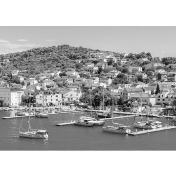 Lais Puzzle - Blick auf die Meeresküste in Trogir mit bunten Häusern, Dalmatien, Kroatien in schwarz weiß - 500, 1.000 & 2.000 Teile