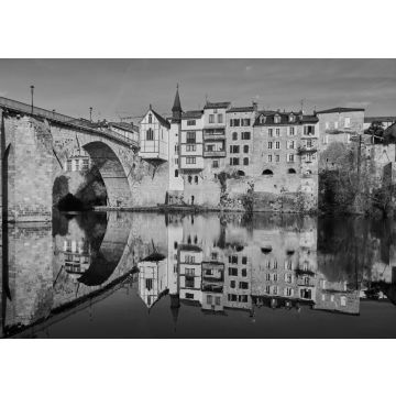 Lais Puzzle - Das Dorf Villeneuve sur Lot in Frankreich in schwarz weiß - 500, 1.000 & 2.000 Teile