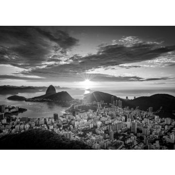 Lais Puzzle - Wunderschöner, farbenfroher Sonnenaufgang in Rio de Janeiro, vom Aussichtspunkt Dona Marta aus gesehen in schwarz weiß - 500, 1.000 & 2.000 Teile