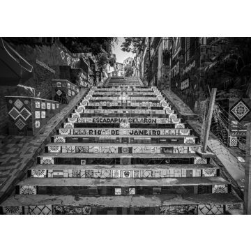 Lais Puzzle - Die Selaron-Treppe im historischen Zentrum von Rio de Janeiro, Brasilien in schwarz weiß - 500, 1.000 & 2.000 Teile