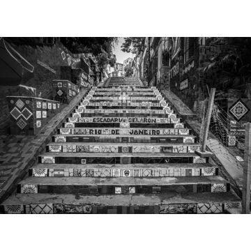 Lais Puzzle - Die Selaron-Treppe im historischen Zentrum von Rio de Janeiro, Brasilien in schwarz weiß - 1.000 Teile