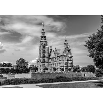 Lais Puzzle - Dänemark - Region Seeland - Kopenhagen Stadtzentrum - Panoramablick auf das königliche Schloss Rosenborg im Königlichen Garten Kondens Have Park in schwarz weiß - 500, 1.000 & 2.000 Teile