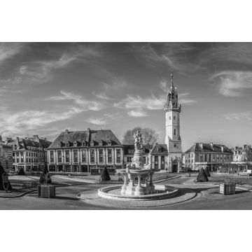 Lais Puzzle - Place de l'hotel de ville d'Evreux, Frankreich in schwarz weiß - 2.000 Teile