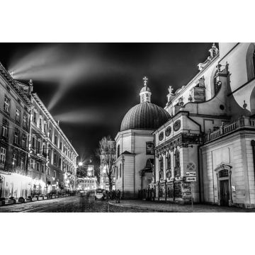 Lais Puzzle - Szenische Nacht Lviv Stadtlandschaft Architektur auf die lange Belichtung in schwarz weiß - 2.000 Teile