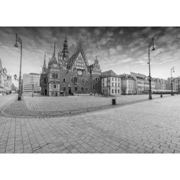 Lais Puzzle - Fantastische Morgenszene in Breslau auf dem Marktplatz, Polen, Europa in schwarz weiß - 1.000 Teile