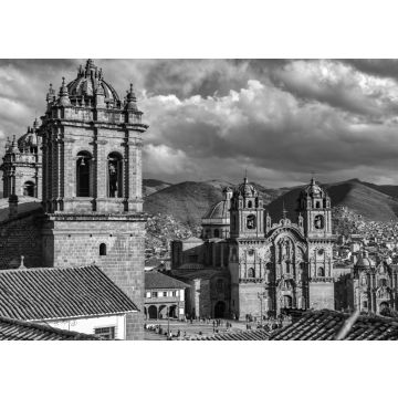 Lais Puzzle - Panoramablick auf die Plaza de Armas, die Kathedrale und die Kirche Compania de Jesus in Cusco, Peru in schwarz weiß - 500, 1.000 & 2.000 Teile
