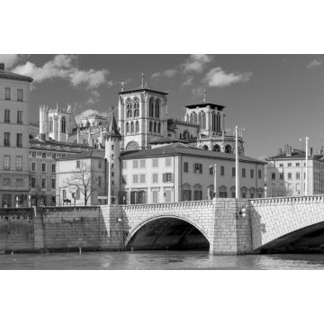 Lais Puzzle - Lyon. Die Uferpromenade der Stadt in schwarz weiß - 2.000 Teile