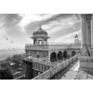 Lais Puzzle - Historisches Agra Fort mit Blick auf die Kuppel des Musamman Burj. Das Agra Fort ist ein UNESCO-Weltkulturerbe in Agra, Indien in schwarz weiß - 500, 1.000 & 2.000 Teile
