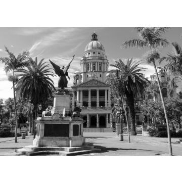 Lais Puzzle - Rathaus von Durban mit dem Kriegerdenkmal, Provinz KwaZulu-Natal, Südafrika in schwarz weiß - 500, 1.000 & 2.000 Teile