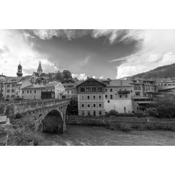 Lais Puzzle - Alte Brücke in Murau, Österreich in schwarz weiß - 2.000 Teile
