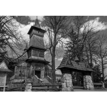 Lais Puzzle - Holzkirche in Koscielisko bei Zakopane, Kleinpolen, Polen in schwarz weiß - 500, 1.000 & 2.000 Teile