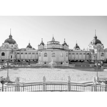 Lais Puzzle - Szechenyi-Thermalfreibad im Morgenlicht ohne Menschen in Budapest, Ungarn in schwarz weiß - 500, 1.000 & 2.000 Teile