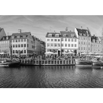 Lais Puzzle - Panoramablick auf Nyhavn mit dem Kanal in Kopenhagen, Dänemark in schwarz weiß - 500, 1.000 & 2.000 Teile