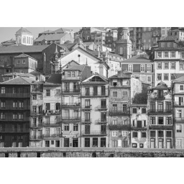Lais Puzzle - Typische alte Häuser mit bunten Fassaden im Stadtteil Ribeira, Porto, Portugal in schwarz weiß - 500, 1.000 & 2.000 Teile