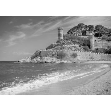 Lais Puzzle - Meereslandschaft der Bucht von Badia in Tossa de Mar in Girona, Katalonien, Spanien, in der Nähe von Barcelona in schwarz weiß - 1.000 Teile