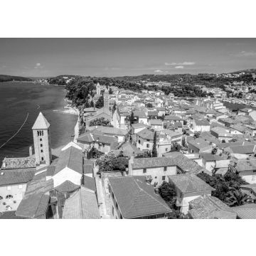 Lais Puzzle - Stadt Rab auf kroatischer Insel von oben in schwarz weiß - 500, 1.000 & 2.000 Teile