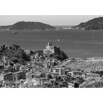Lais Puzzle - Lerici Dorf und Portovenere - Golf von La Spezia - Ligurien Italien in schwarz weiß - 1.000 Teile