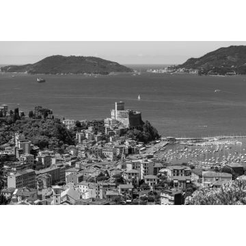 Lais Puzzle - Lerici Dorf und Portovenere - Golf von La Spezia - Ligurien Italien in schwarz weiß - 2.000 Teile