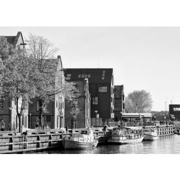 Lais Puzzle - Schiffe im Ufer des Flusses Dane Altstadt Klaipeda in schwarz weiß - 500, 1.000 & 2.000 Teile