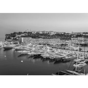 Lais Puzzle - Altstadt von Monaco mit Blick auf den Port Hercule bei Sonnenuntergang in schwarz weiß - 500, 1.000 & 2.000 Teile