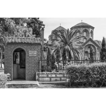 Lais Puzzle - Thessaloniki, Griechenland: Panagia-Chalkeon-Kirche, Thessaloniki, Griechenland. Die Panagia Chalkeon Kirche wurde im Jahr 1028 gegründet. Thessaloniki in schwarz weiß - 2.000 Teile