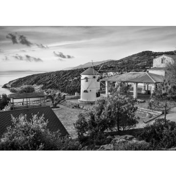 Lais Puzzle - Morgen Szene mit Windmühle. Bunte Frühling Sonnenaufgang auf der Insel Zakynthos, Korithi Lage, Ionisches Meer, Griechenland in schwarz weiß - 500, 1.000 & 2.000 Teile