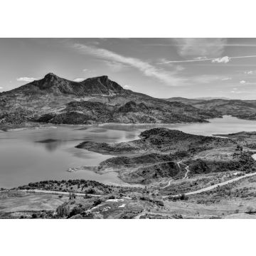 Lais Puzzle - Stausee Embalse de Zahara el Gastor, Naturpark Sierra de Grazalema, Andalusien, Spanien in schwarz weiß - 500, 1.000 & 2.000 Teile