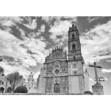 Lais Puzzle - Mexiko, Tepotzotlan Francisco-Javier-Kirche bei frühem Sonnenuntergang in schwarz weiß - 500, 1.000 & 2.000 Teile